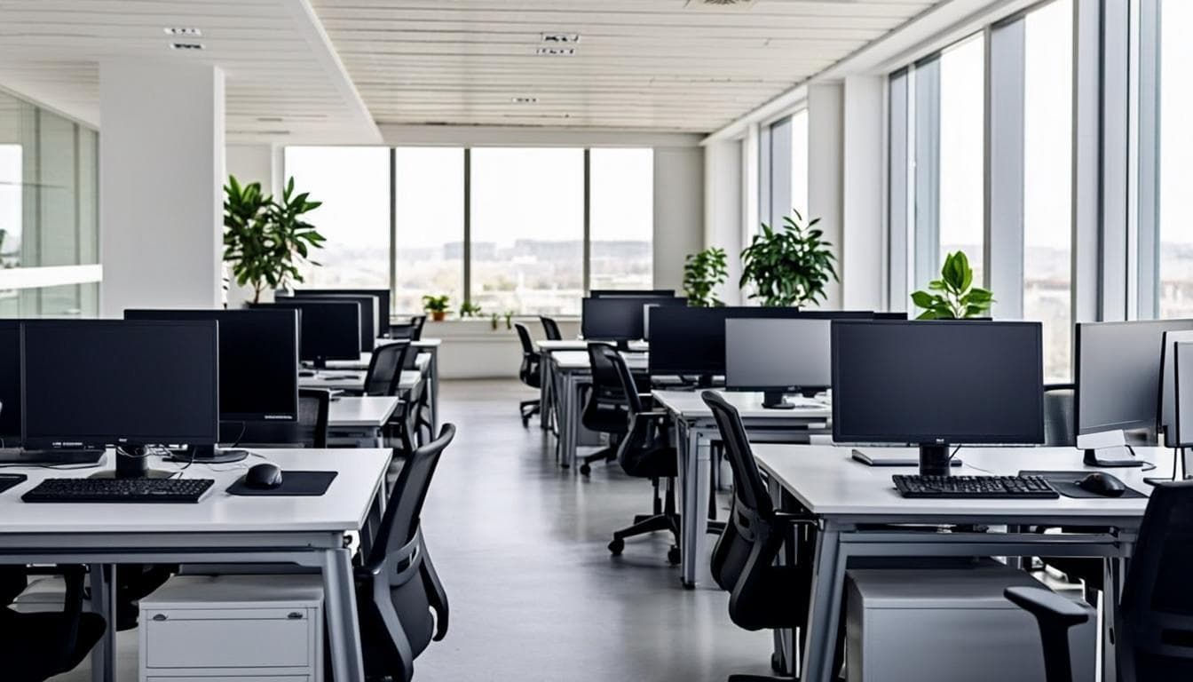 Bureau open space moderne à Montréal entretenu par Bleu-Ménage